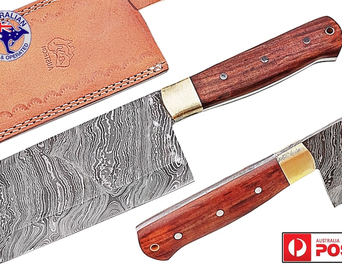 Damascus Steel Custom Handmade 10" Chopper Chef Cleaver Knife Walnut Wood X15D2