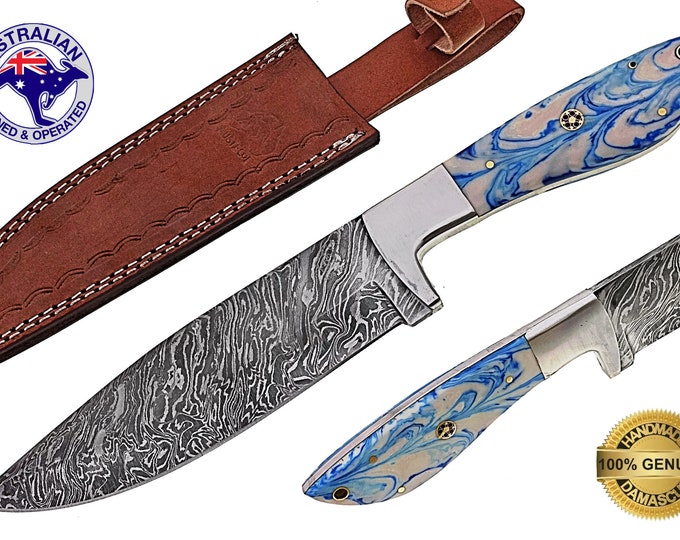 Damascus Steel Custom HANDMADE 10 inch Skinner Hunting Knife Epoxy Resin X36E