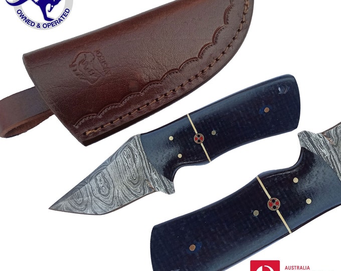 Handmade Damascus Steel 8 inches Skinner Hunting Knife Micarta S30