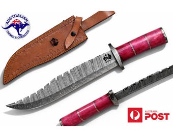 Handmade Damascus Steel 17 Inches Bowie Hunting Knife - Camel Bone Handle W08B