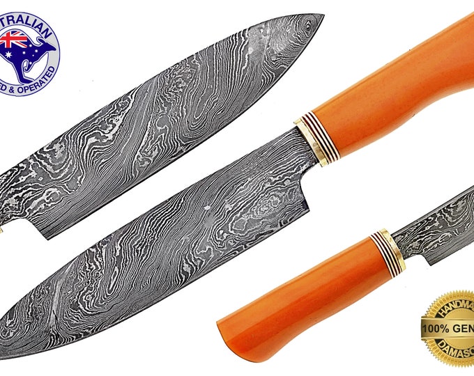 Japanese Damascus Steel HANDMADE 12 inch Kitchen Cook Chef Knife Camel Bone X17E