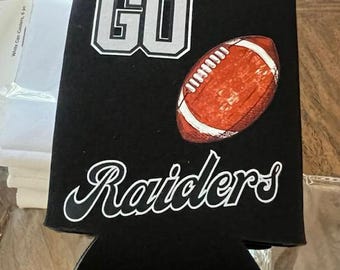 Football Game Can Cooler, Raiders Can Insulator, Football Season Gift for Dad, Team football, Cooler, Cold Drink Holder, Party Gift, Bbq sun