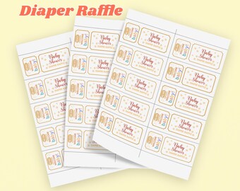 Baby shower diaper raffle, raffle tickets, baby game, tickets, printable, 3 pack of tickets, diaper cards, digital listing, unisex