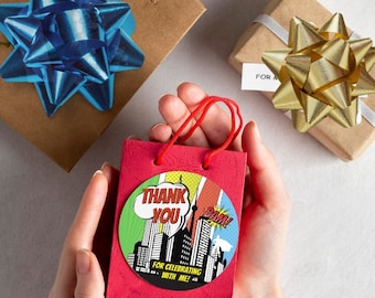 Superhero Favor Tag, Superhero Party Tag, Thank You Tag, Superhero Gift Tag, Boy Birthday, Party Bag Printable Tag No Refunds