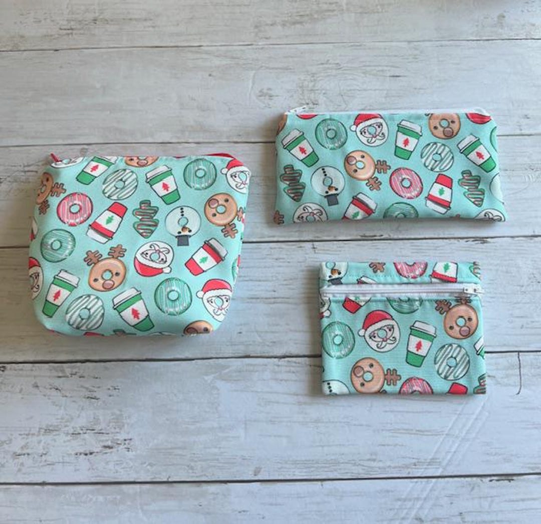 Christmas Donuts and Coffee Zipper Pouches, Reindeer, Santa Winter — free download