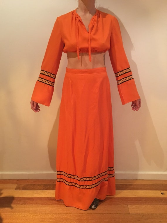 1070's orange vintage two piece