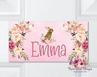 Kids Door Sign, Bunny Room Decor, Custom Name Sign, Kids Room Decor, Nursery Decor, Bedroom Door Sign, Name Sign, Room Sign, Girls Room,