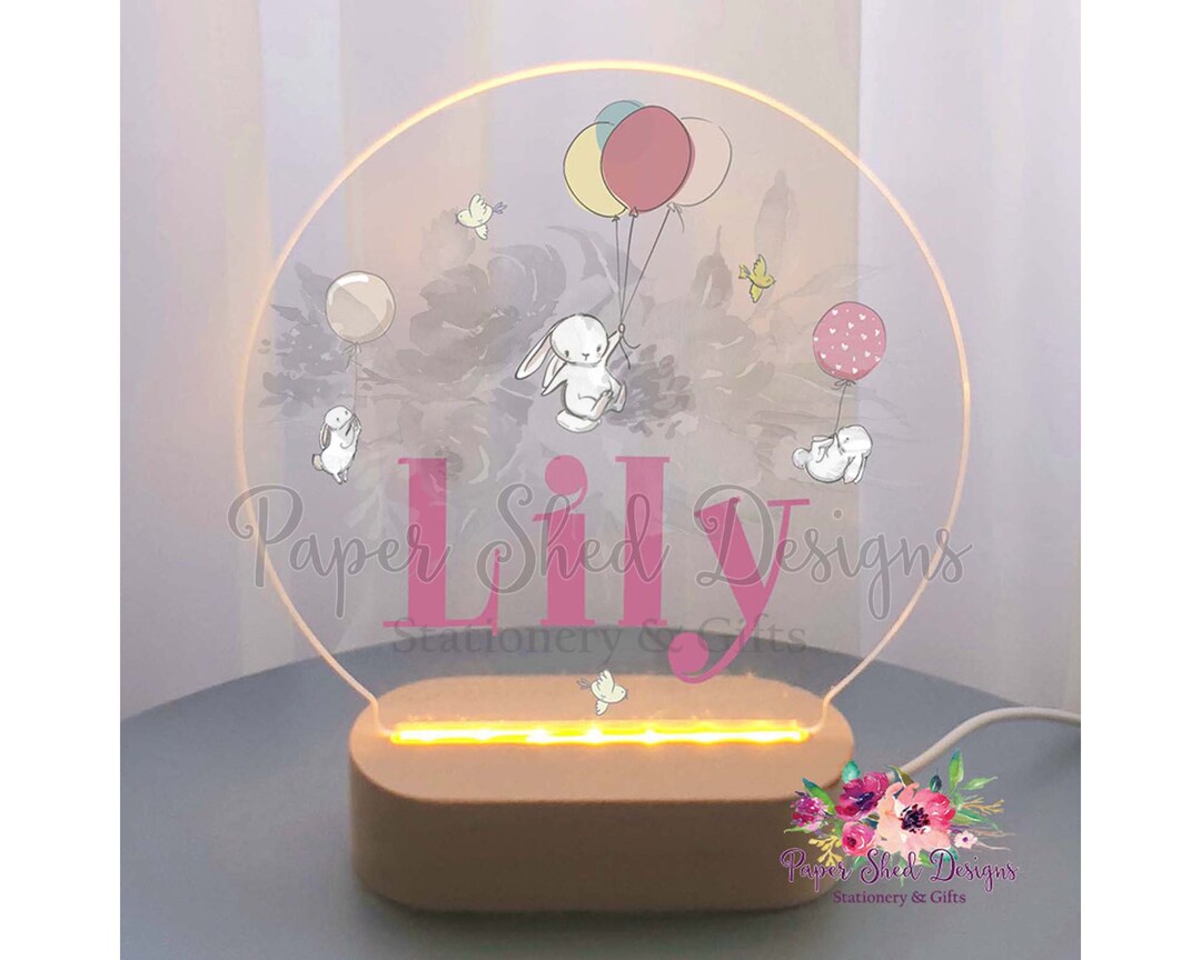 Custom Night Light, Personalised Light, Bunny Nursery Room Decor
