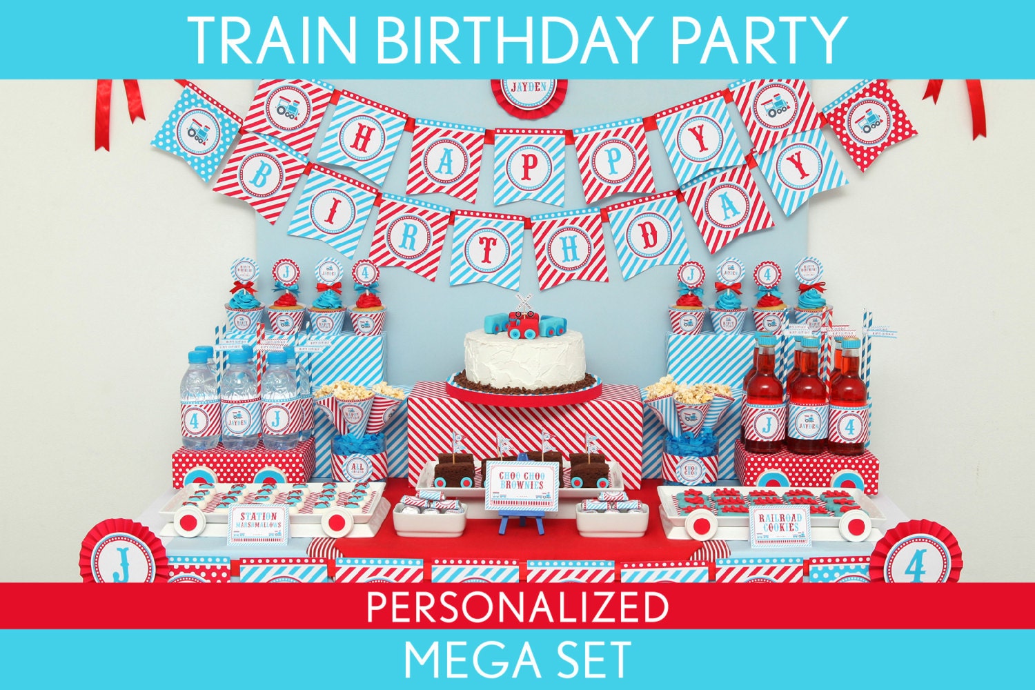 Train Birthday Party Package Collection Set Mega Personalized - Etsy