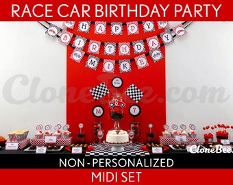 Race Car Birthday Party Package Collection Set Midi NonPersonalized Printable // Vintage Race Car - B1Nz2