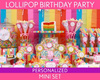 Lollipop Birthday Party Package Collection Set Mini Personalized Printable // Lollipop - B16Pz1