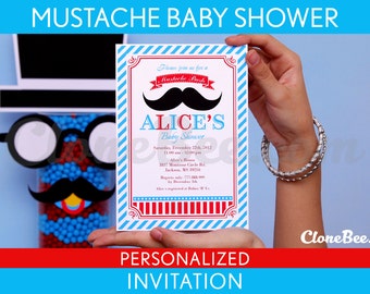 Mustache Bash Little Man Birthday Party Invitation Personalized Printable // Mustache Bash - S3Pa1