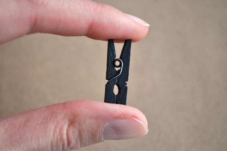 Black Mini Clothespins 20 50 Pieces Pegs Wooden Image 0