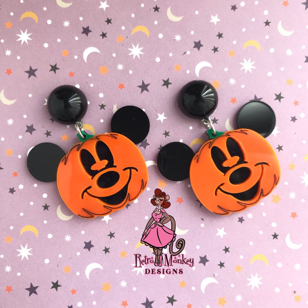 Jack O' Lantern Mickey Orange Pumpkin Halloween Disney Pinup Mid ...