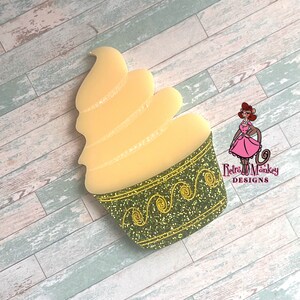 Disney Parks Inspired Pineapple Whip Ice Cream Treat With Tiki Waves Design  Novelty Acrylic Brooch Pin