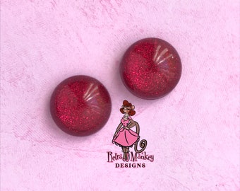 Red Sparkle Lucite Earrings: Retro 1950s Pinup Style