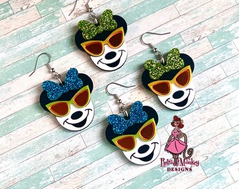 Minnie Mouse With Cat Eye Sunglasses Disney Inspired Acrylic Earrings