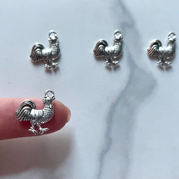 Rooster charm, chicken charm, pet charm, duck charm, jewelry making, jewelry findings, DIY jewelry, bulk order, beads, animal, connector