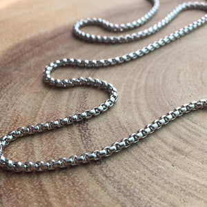 Chain necklace, Chain for man, stainless steel chain, Box chain, men's necklace, men's jewelry, 2 mm chain, chain for woman, gift for him