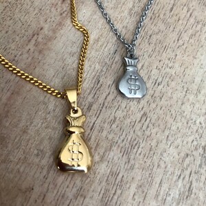 Collana borsa di denaro, segno di dollaro, gioielli portafoglio, gioielli di denaro, nativo americano, contabile, collana hip hop, gioielli banchiere, gioielli dollaro