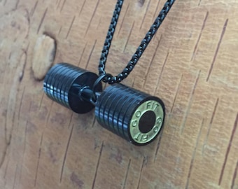 Workout jewelry, Gym Jewelry, Dumbbell necklace, Fitness jewelry, barbell necklace, Weightlifting necklace, Athlete pendant, crossfit