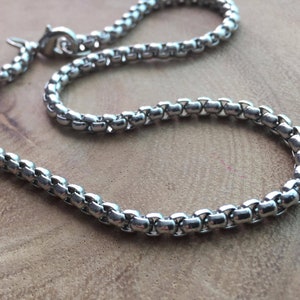 Chain for man, stainless steel chain, Box chain, mens necklace, mens jewelry, 4 mm chain, chain for woman, gift for him,