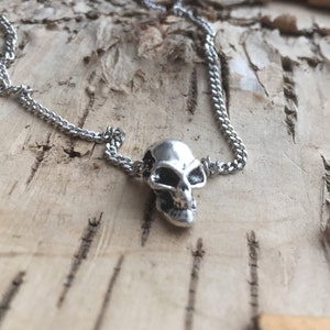 Small Skull Jewelry, Human Skull, mens necklace, skull for women, sugar skull, Gothic jewelry, memento mori, ladies skull, dainty skull
