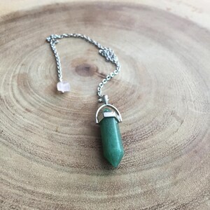 Green Aventurine pendulum, rose quartz crystal, Chakra pendulum,Crystal Pendulum, metaphysical crystal, spiritual gift, stone of opportunity
