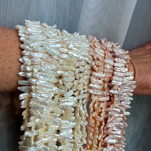 Freshwater pearl string, white pearls, keishi pink pears, cornflake pearls, jewelry findings, bead strand, jewelry making , wholesale beads