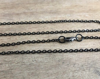 black chain , Chain necklace, chain for men, groomsman gift, men's necklace, men's jewelry, 2mm chain, chain for woman, box chain