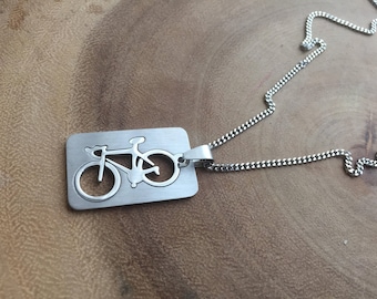 Bicycle necklace, Gym Jewelry, Fitness jewelry, Exercise jewelry, mountain bike, cycling charm, men's jewelry, Bike jewelry, cycling class