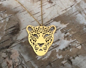 Leopard necklace, cheetah necklace, jaguar necklace, women&#39;s necklace, animal jewelry, cat necklace, leopard head pendant, cat lover gift