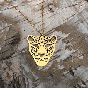 Collar de leopardo, collar de guepardo, collar de jaguar, collar de mujer, joyas de animales, collar de gato, colgante de cabeza de leopardo, regalo para amantes de los gatos