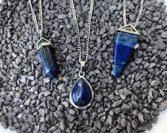 Lapis lazuli necklace, healing crystal pendant, teardrop necklace, lapis lazuli jewelry, gemstone pendant, crystal necklace,  pendant