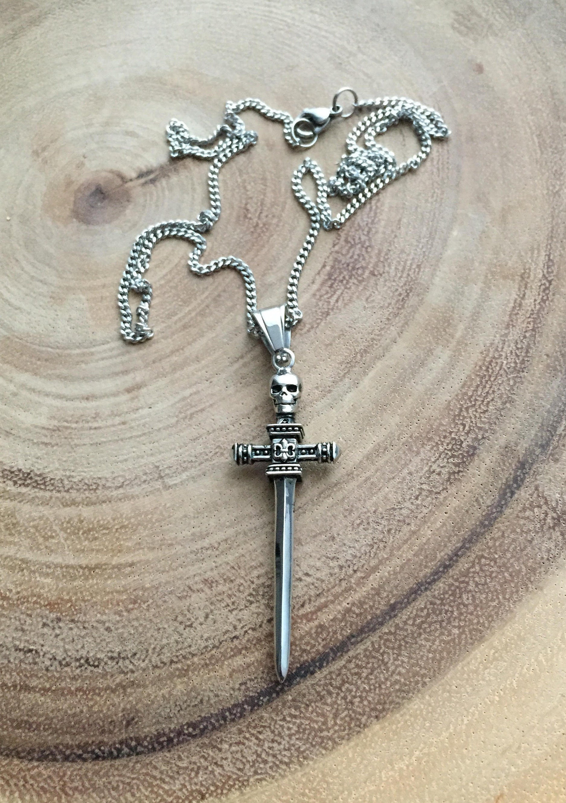 Skull And Cross Necklace With Knife