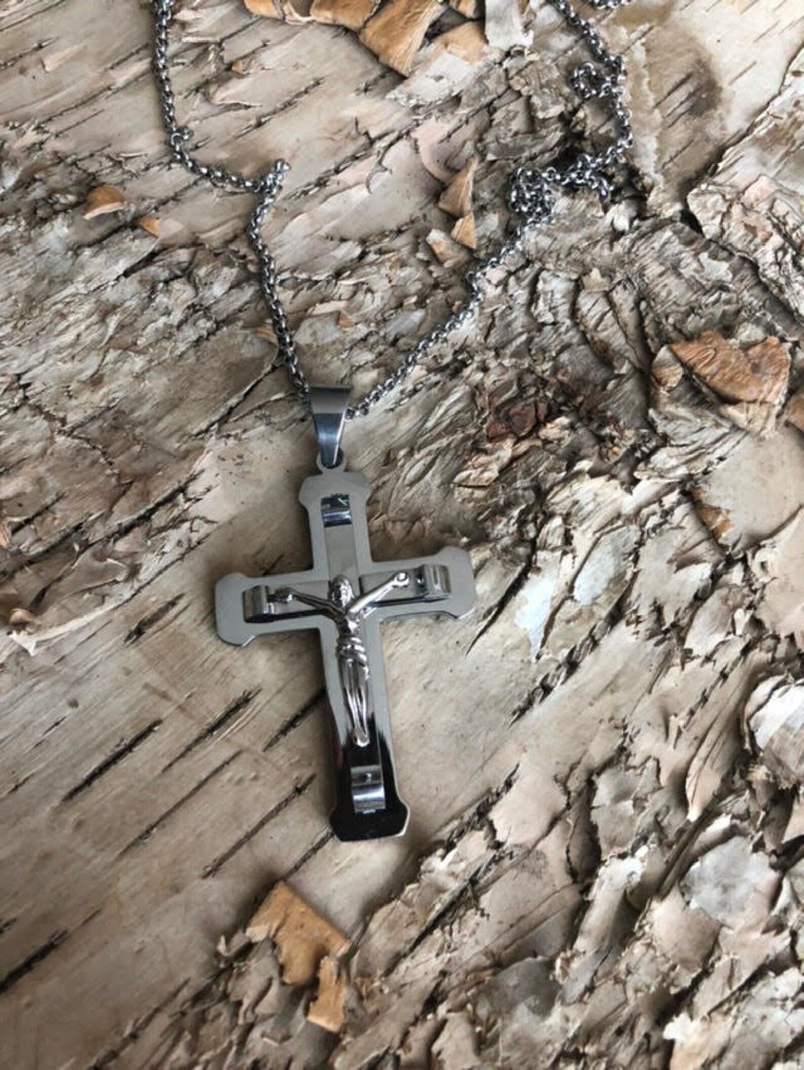 Crucifix necklace Catholic jewelry jewelry for men Cross Etsy