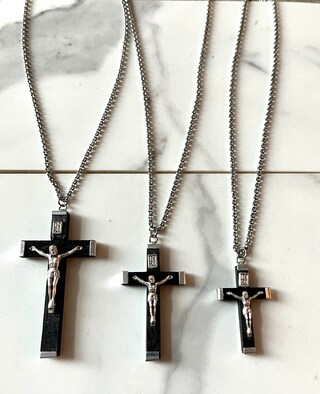 Collana Uomo Con Croce In Legno E Argento Sterling 925 - Ciondolo Religioso Cristiano Per Fede E Speranza - Catena Regolabile