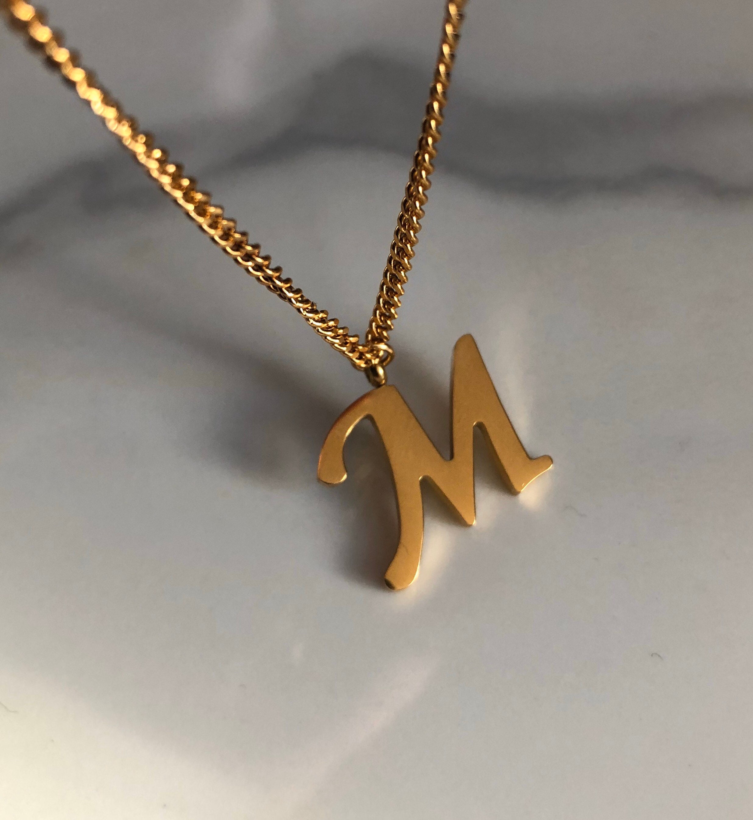 Initial M necklace monogram necklace letter M name Etsy