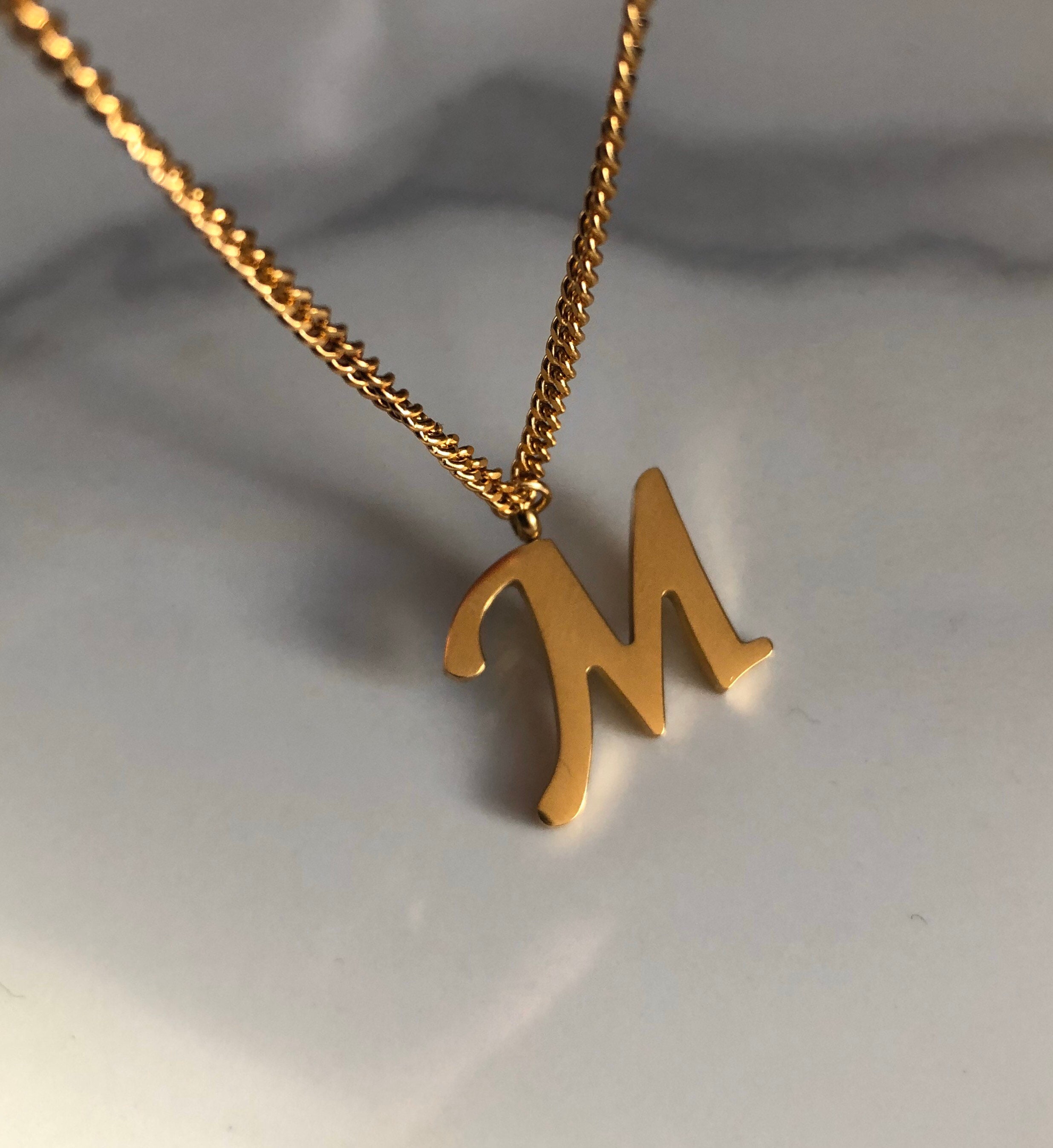 Initial M necklace monogram necklace letter M name | Etsy