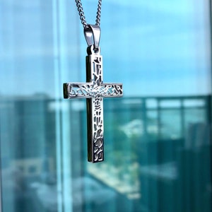 Cross necklace, double sided cross, mens necklace, Cross pendant, filigree cross , Religious jewelry, jewelry for men, Crucifix necklace