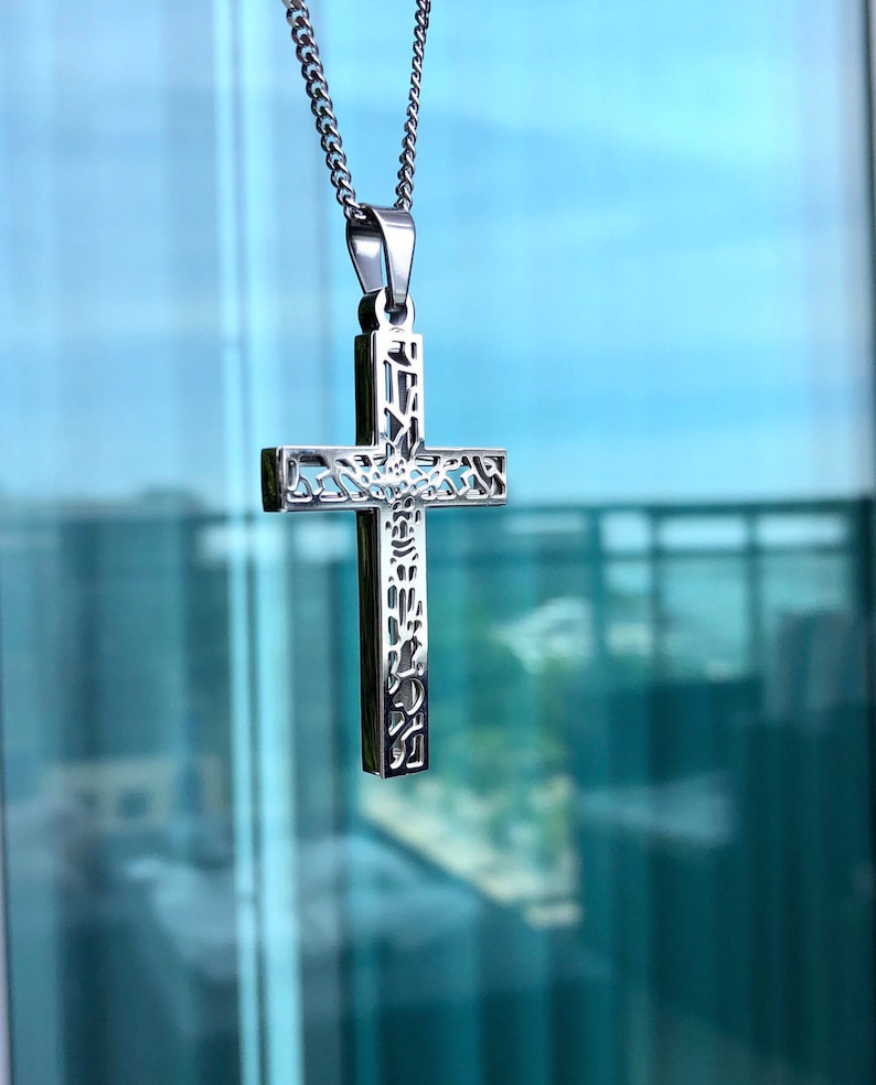 Cross Necklace Double Sided Cross Mens Necklace Cross Etsy Canada