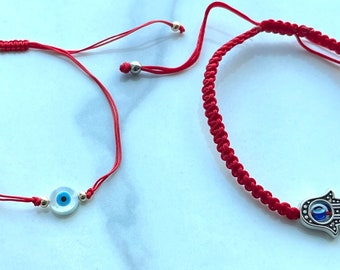 Rote Schnur, Hamsa Hand Armband, rotes Kabbalah Armband, Schutzarmband, Bat Mitzwa, Kabbalah Schmuck, jüdischer Schmuck