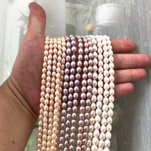 Freshwater rice pearl string, oval white pearls, pink pearl, purple pearl, jewelry findings, bead strand, jewelry making , wholesale beads