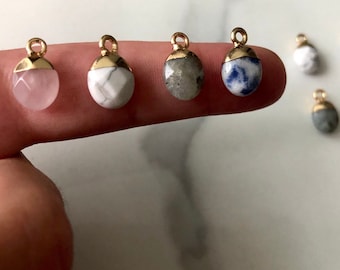 Rose quartz charm, labradorite charm, blue spot jasper charm, jasper charms, rose quartz charm, Howlite charm, green aventurine, tiger eye