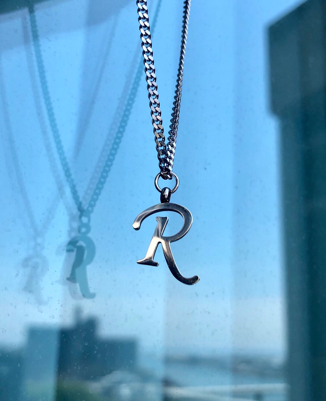 Letter R Necklace, Silver Monogram Necklace, Monogram