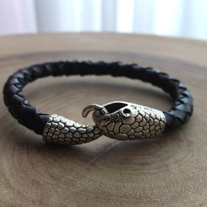 Snake bracelet, Boa bracelet, Egyptian bracelet, Ouroboros jewelry, Python bracelet, Braided bracelet, Serpent jewelry, black bracelet