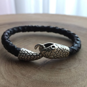 Schlangenarmband, Boa Armband, ägyptisches Armband, Ouroboros Schmuck, Python Armband, geflochtenes Armband, Schlange Schmuck, schwarzes Armband