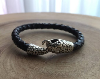 Snake bracelet, Boa bracelet, Egyptian bracelet, Ouroboros jewelry, Python bracelet, Braided bracelet, Serpent jewelry, black bracelet