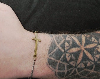 Cross Bracelet, Catholic bracelet , Men's Jewelry , magnetic clasp, christian jewelry, Cross for men, Cross Jewelry