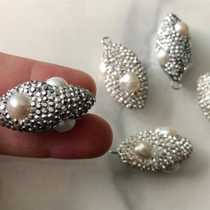 Sparkle charm, rhinestone charm, pearl charm, jewelry findings, DIY jewelry, rhinestone beads, white crystal bead, micro pave ball bead